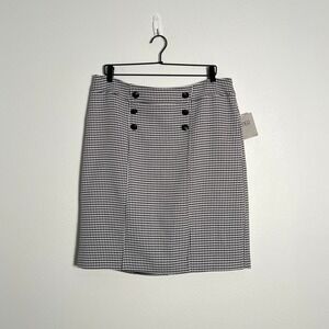 NWT Kasper Black & White Houndstooth Pencil Skirt 14 Dark Academia Work Preppy